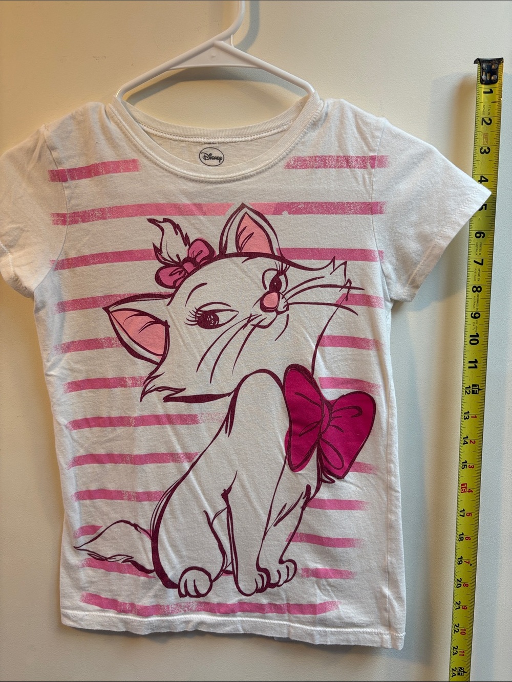 Disney White & Pink Marie Striped Graphic Tee